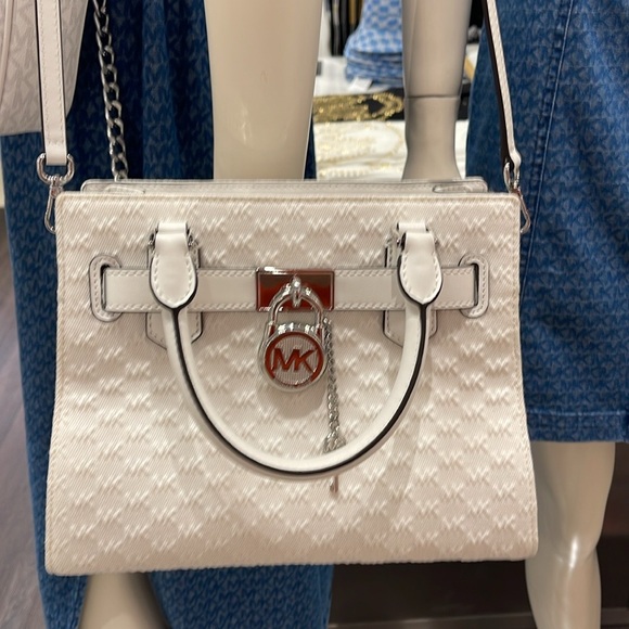 Michael Kors Hamilton Small Logo Embossed Washed Denim Satchel Crossbody 
NWT - Picture 6 of 16